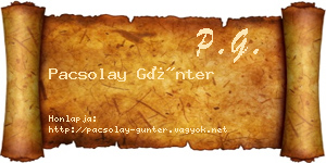 Pacsolay Günter névjegykártya